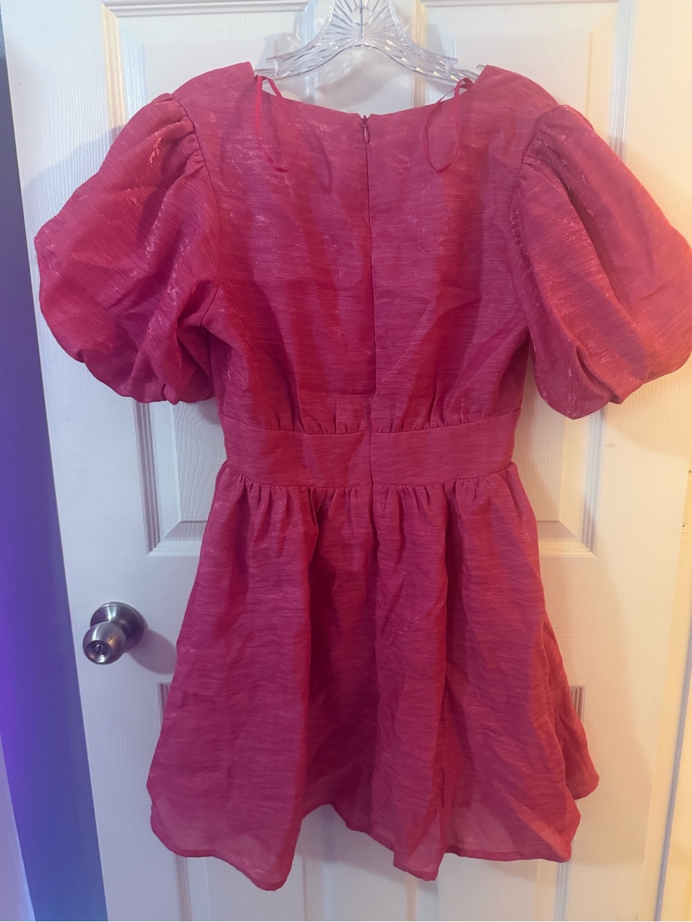 Rose-Pink Puff Sleeve Dress